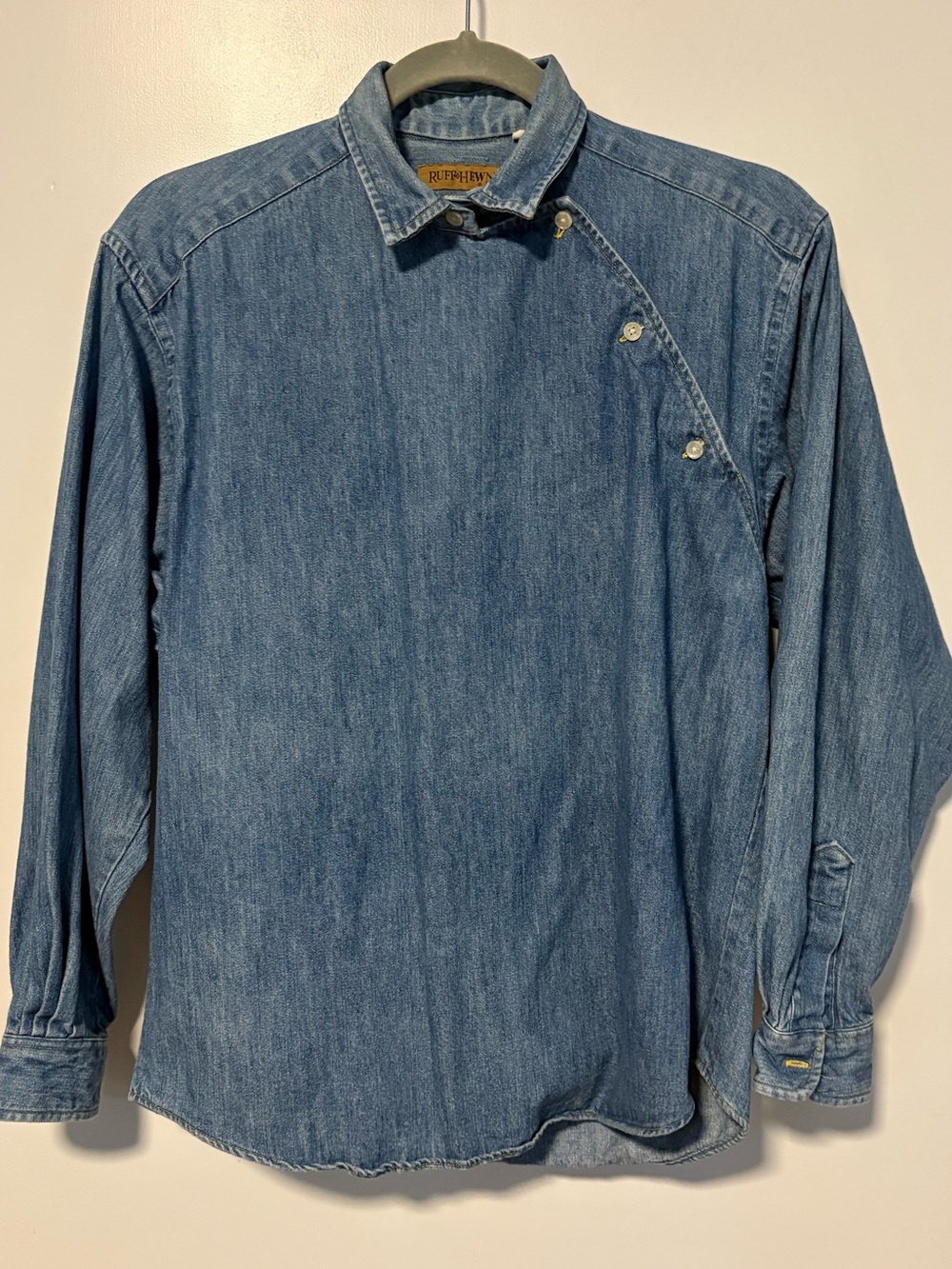 Ruff Hewn Blue Denim Button-Shoulder Shirt